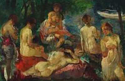 Sample artwork by Ludvig Jacobsen (1890 - 1957), known for expressionist figure painting, theater actors and actresses - View similar artists and auction records
