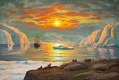 View of a Greenlandic fiord flooded by the midsummer sun.