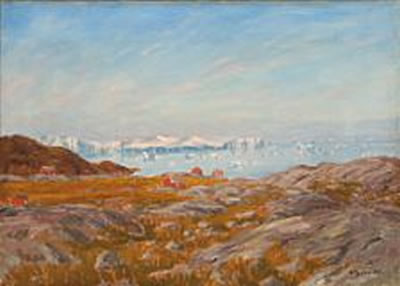 Landscape from Greenland by Peter Rosing - Auction record, sale price, and art valuation. Compare with similar artists and explore comparable artworks.