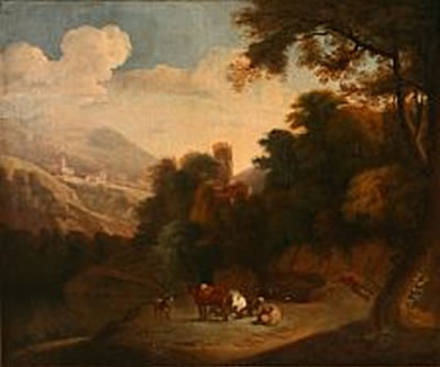A southern landscape with a shepard and his herd. by Joseph Roos - Auction record, sale price, and art valuation. Compare with similar artists and explore comparable artworks.