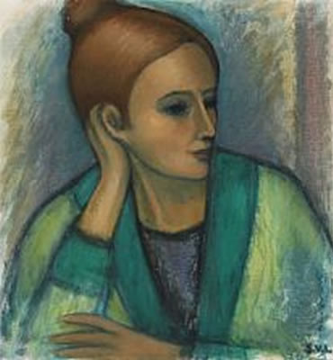 Portrait of a young woman in green.