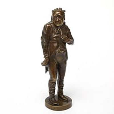 A patinated bronze figurine depicting Olaf Poulsen