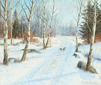 Winter Forest with birch trees