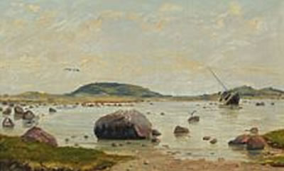 A view from Samsoe with ship aground. by Gunnar Bundgaard - Auction record, sale price, and art valuation. Compare with similar artists and explore comparable artworks.