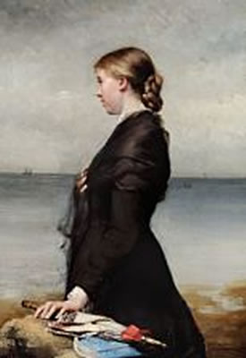Young woman at the see with a parasol and a book. by Leis Schjelderup - Auction record, sale price, and art valuation. Compare with similar artists and explore comparable artworks.