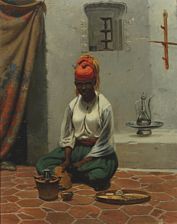 African woman making coffee by Georg Wilhelm Timm - Auction record, sale price, and art valuation. Compare with similar artists and explore comparable artworks.