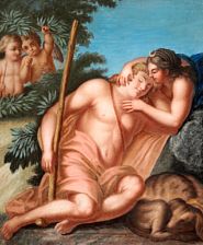 Two mytological scenes with "Endymion and Diana" and "Hercules and Omphale". (2). by Christian Eisler - Auction record, sale price, and art valuation. Compare with similar artists and explore comparable artworks.