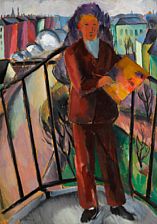 Portrait of Jais Nielsen: "Fra Altanen" (From the Balcony). Self-portrait with palette.
