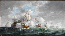 Naval battle in the time of Niels Juel.