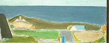 Landscape from Vendsyssel with figures, Rubjerg Knude Lighthouse.