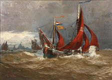 Fishing boats off the Dutch coast near Scheveningen by Paul Wallat - Auction record, sale price, and art valuation. Compare with similar artists and explore comparable artworks.