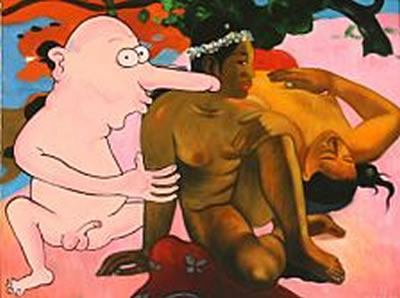 Composition with man and women