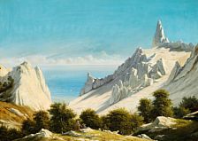 Summer day with a view of "Sommerspiret", the Cliffs of Møn . A young couple is admiring the impressive scenery. by Georg Emil Libert - Auction record, sale price, and art valuation. Compare with similar artists and explore comparable artworks.
