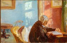 The painter's mother Mrs Brøndum in the blue sitting-room