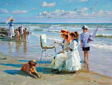 "On the beach". A young female painter and children on the beach at the Black Sea. by Alexandre Nicolajevich Averine - Auction record, sale price, and art valuation. Compare with similar artists and explore comparable artworks.