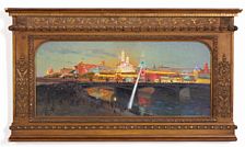 The illuminated Kremlin in honour of the Coronation of Tsar Nicholas II of Russia in 1896.
