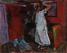 Girl combing her hair