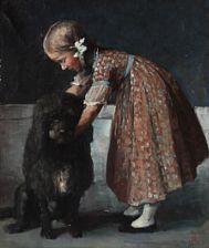 A girl with a dog.