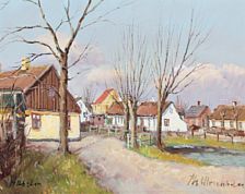 Scenery at Husum by the village pond