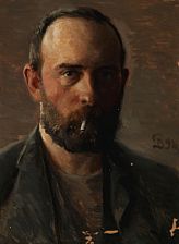 Portrait of Peter Vilhelm Ilsted: The artist's self-portrait with a cigaret.
