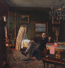 Interior with gentleman.