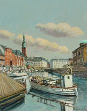 Scenery from Copenhagen with channel and Thorvaldsens Museum. by Theodor Ulrichsen - Auction record, sale price, and art valuation. Compare with similar artists and explore comparable artworks.