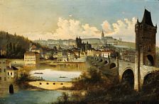 View of Prague with the Charles Bridge crossing the Vltava River (Moldau) by Adam August Muller - Auction record, sale price, and art valuation. Compare with similar artists and explore comparable artworks.