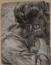 Portrait of Anna Maria Elisabeth Jerichau-Baumann: Woman in profile, presumably the artist's self portrait