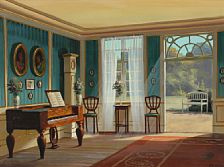 Interior from the garden room with light from the outside