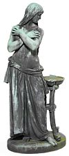 Bronze sculpture of a standing young woman in classical robe