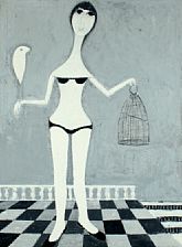 The girl, the bird and the cage