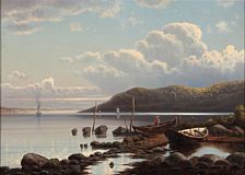 Coastal scene with a fisherman
