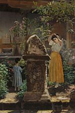 View from an Italian garden with young woman and child by a pillar by Niels Fristrup - Auction record, sale price, and art valuation. Compare with similar artists and explore comparable artworks.