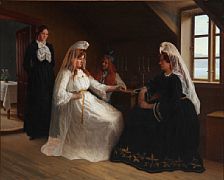 Interior from Iceland with a bride and other women