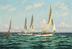 Seascape with sailing boats, race