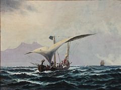 Pirates pursued by a French ship off Africa's coast by Otto Lusty - Auction record, sale price, and art valuation. Compare with similar artists and explore comparable artworks.