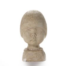 Patinated plaster portrait bust of an Inuit child