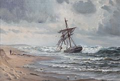 A stranded ship at "Gl. Skagen Beach" in Denmark