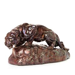 Figure group of earthenware modelled in the shape of a panther by Soren Kongstrand - Auction record, sale price, and art valuation. Compare with similar artists and explore comparable artworks.