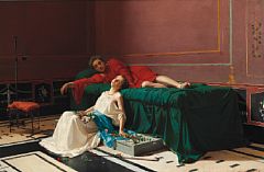Scene from Pompeii with the blind servant Nydia and the nobleman Glaucus