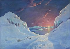 Scenery from Greenland with a dog-sleigh
