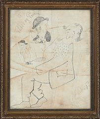 Portrait of Robert Storm Petersen: Selfportrait; the artist draws Peter and Ping