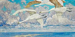 Three flying swans by Konstantin Semionovich Vysotsky - Auction record, sale price, and art valuation. Compare with similar artists and explore comparable artworks.