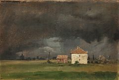 Landscape from the outskirts of Rome, in the background St. Peters