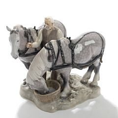 Farmer with two horses