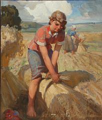Woman binding sheaves
