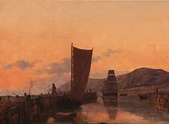 Harbour scene from Mölle in Sweden by Jorgen Larsen - Auction record, sale price, and art valuation. Compare with similar artists and explore comparable artworks.