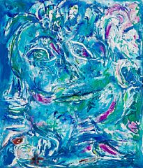 Portrait of Carl-Henning Pedersen: "Selvportræt Experiment II". (Self portrait, Experiment II)