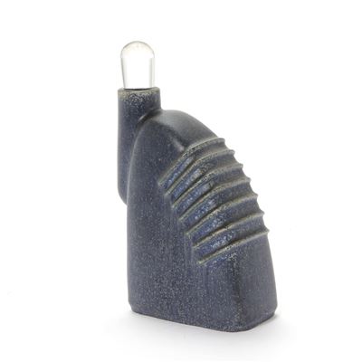 Stoneware vase/flacon modelled with in cubistic shape with matching clear glass corck
