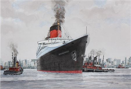 The ocean liner Normandie in the port of New York by John Gardner - Auction record, sale price, and art valuation. Compare with similar artists and explore comparable artworks.
